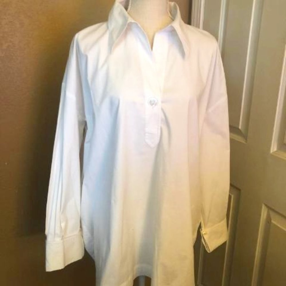 GO SILK White collared Woman's blouse, XL, NWT $168